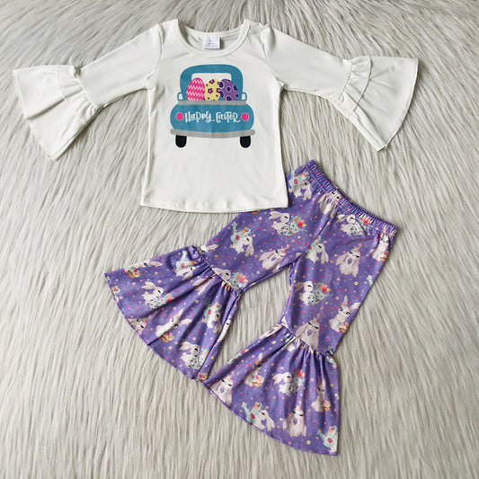 Easter Baby Girl Happy Rabbit Bunny Pants Outfit