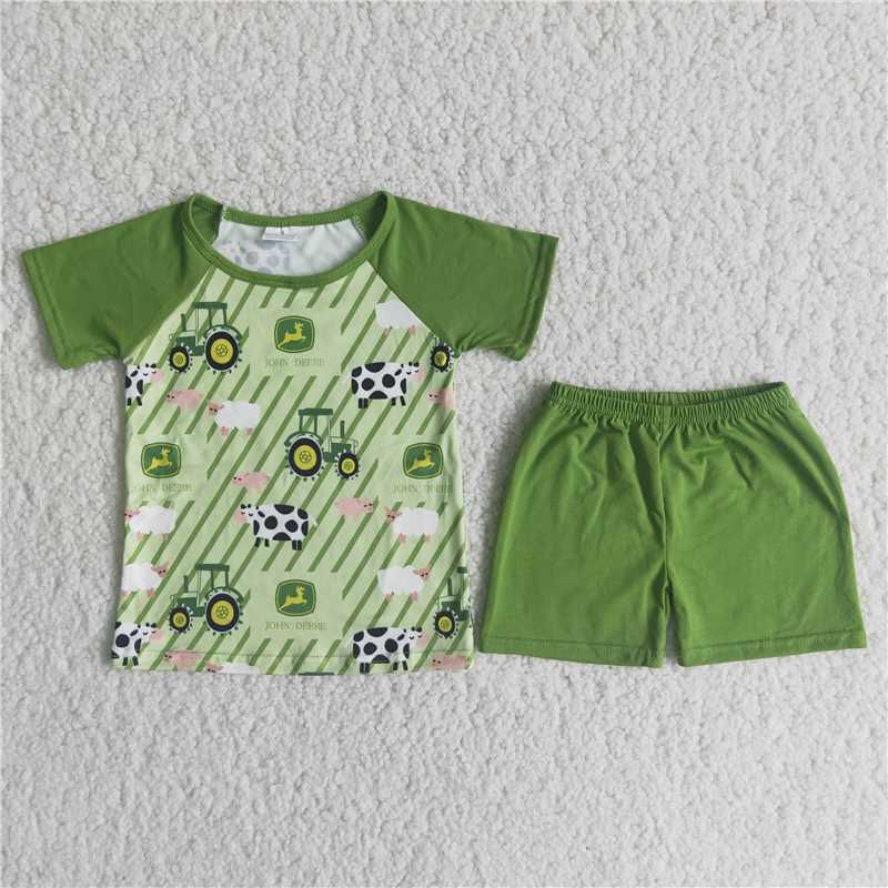 Baby Girl Summer Tractor Car Farm Short Outfit