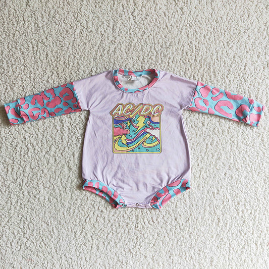 LR0053 Kids Baby Girl Purple Romper