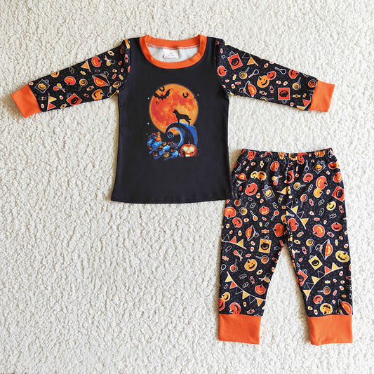 BLP0024 Baby Boy Halloween Pumpkin Pajamas