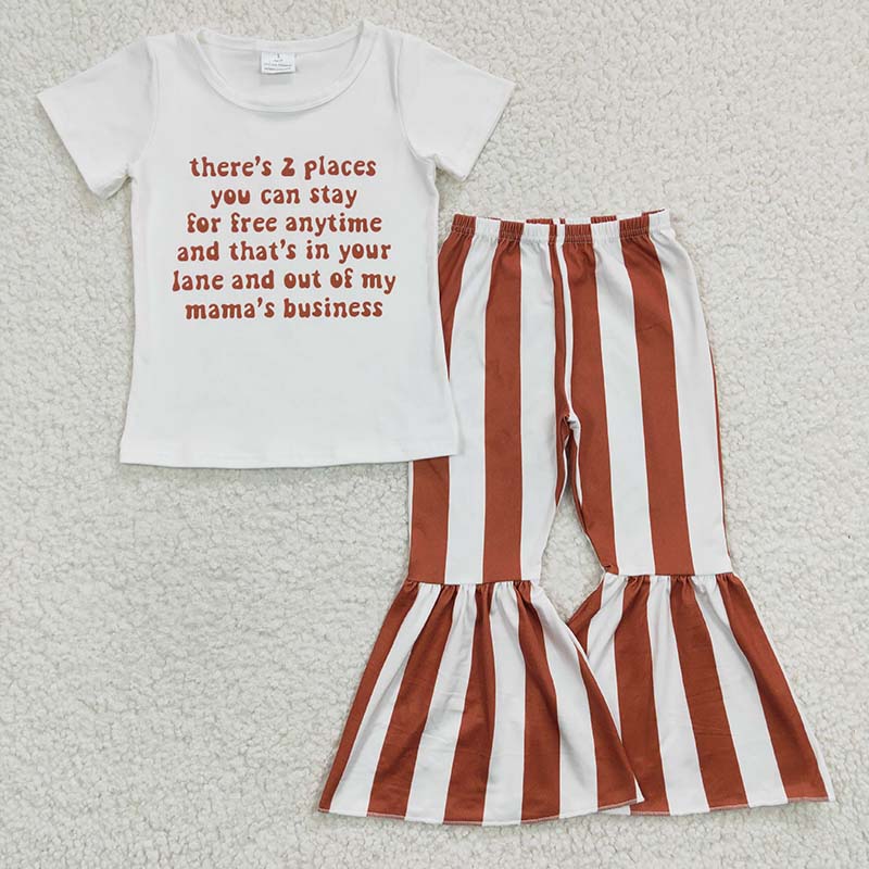 E4-4 Baby Girl Short Sleeves Striped Bell Pants Set