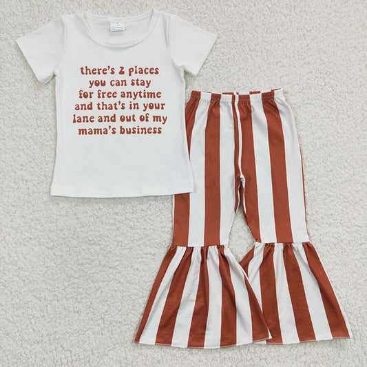 E4-4 Baby Girl Short Sleeves Striped Bell Pants Set