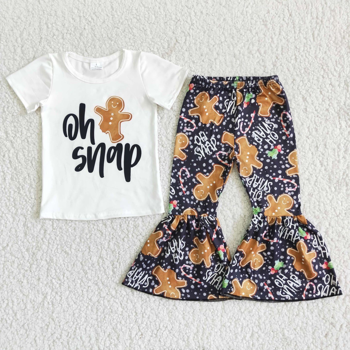 Promotion D12-14 Baby Girl Oh Snap Gingerbread Bell Pants Christmas Outfit