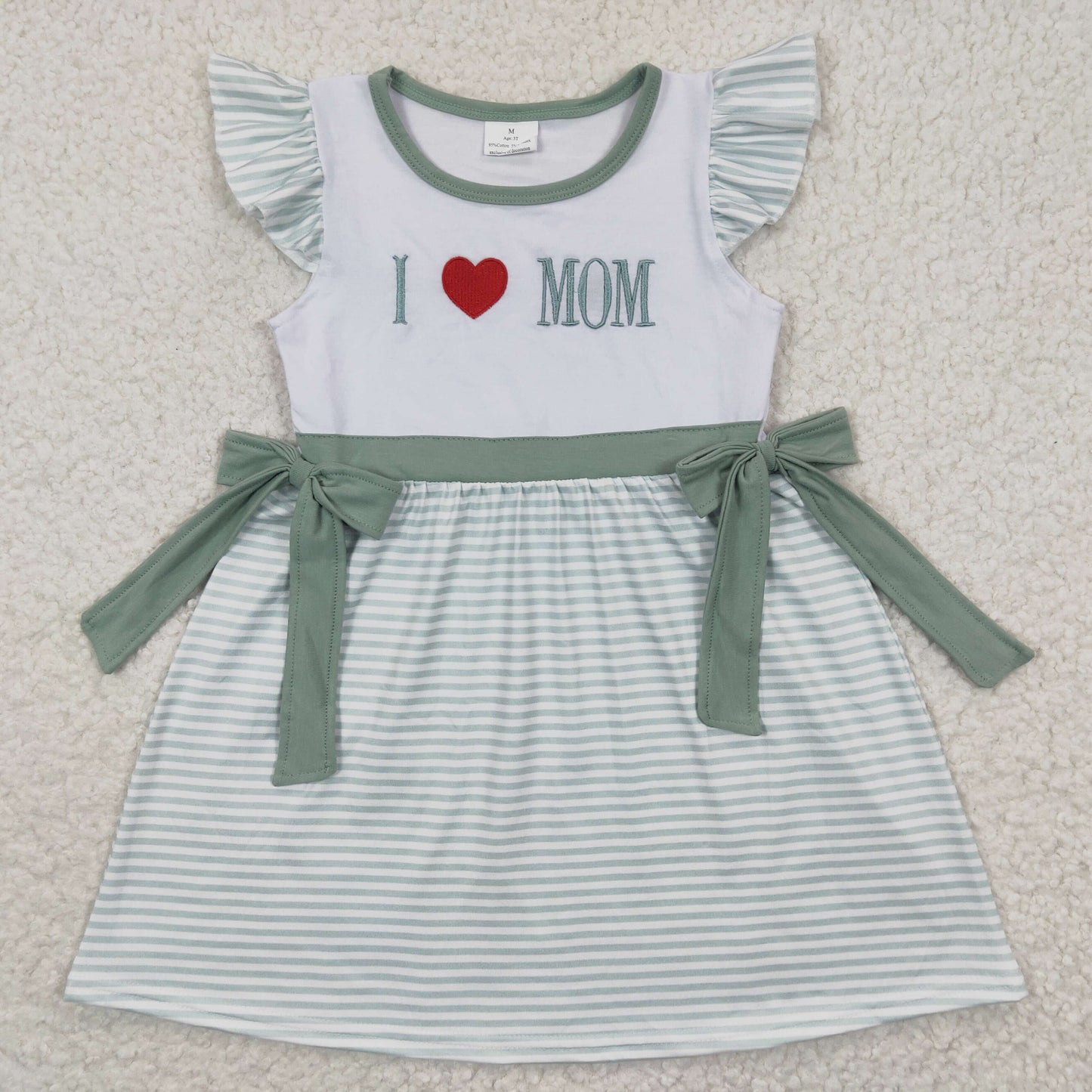 GSD0257 Baby Girl Embroidery I Love Mom Short Sleeves Dress
