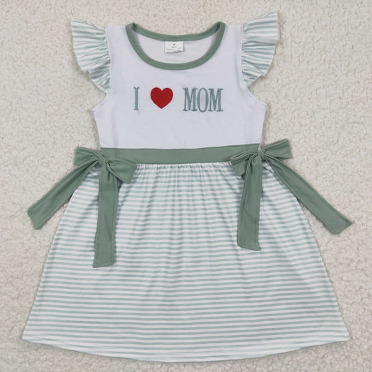 GSD0257 Baby Girl Embroidery I Love Mom Short Sleeves Dress