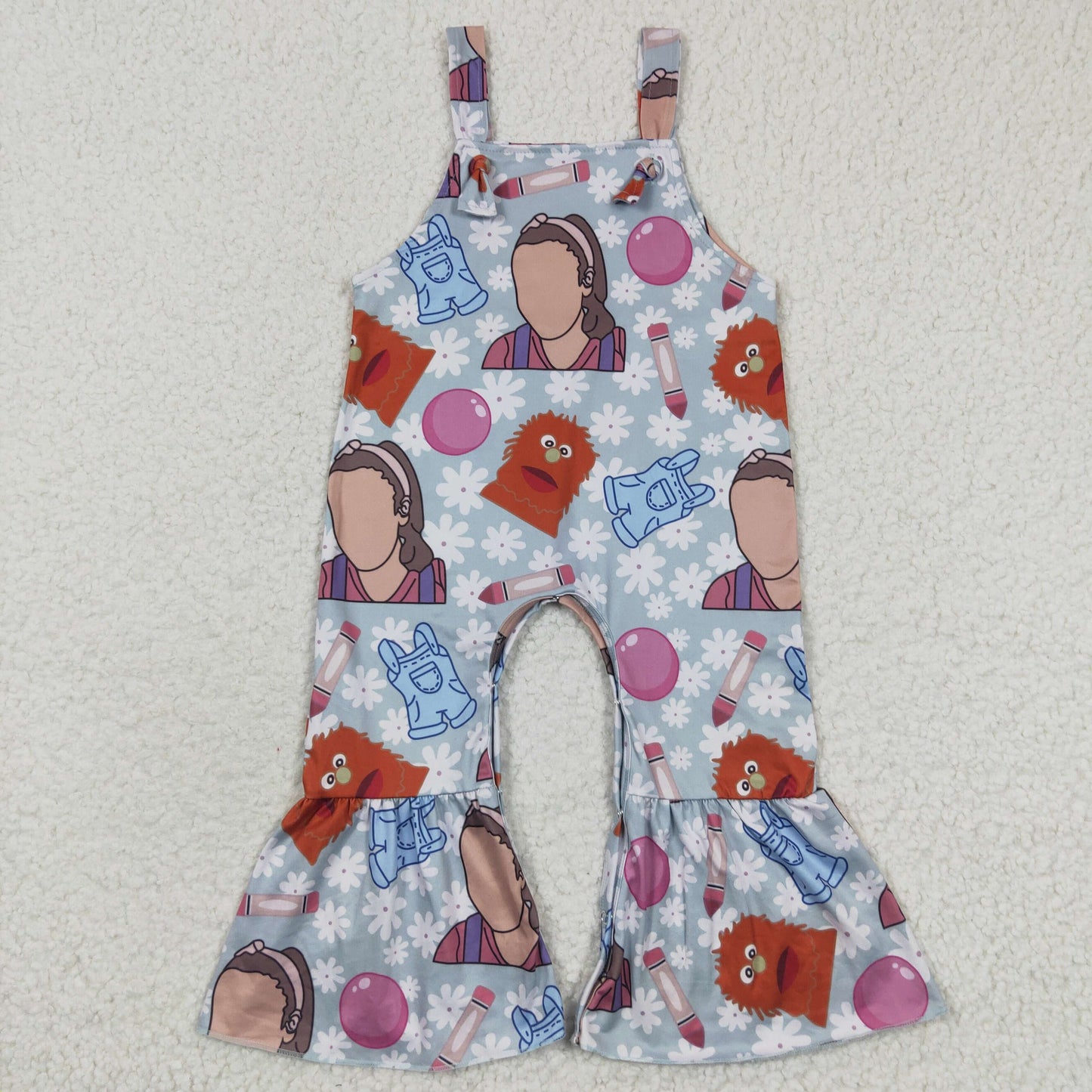 SR0348 Baby Girl School Teacher Floral Jumpsuit