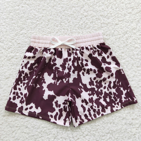 S0130 Baby Boy Western Cow Print Swim Trunks Shorts