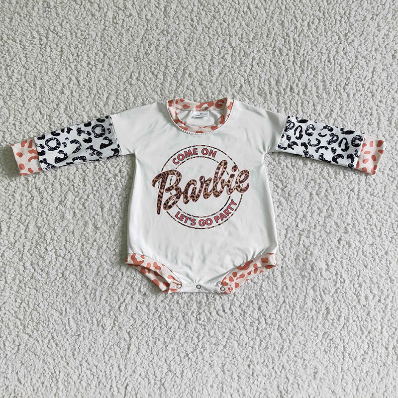 LR0010 Baby Girl Leopard Fall Romper
