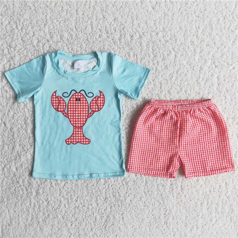 Baby Girl Summer Crawfish Red Dots Ruffle Shorts Outfit