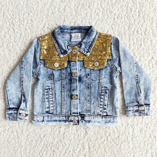 6 B12-10 Baby Girl Sequin Denim Jackets Coat
