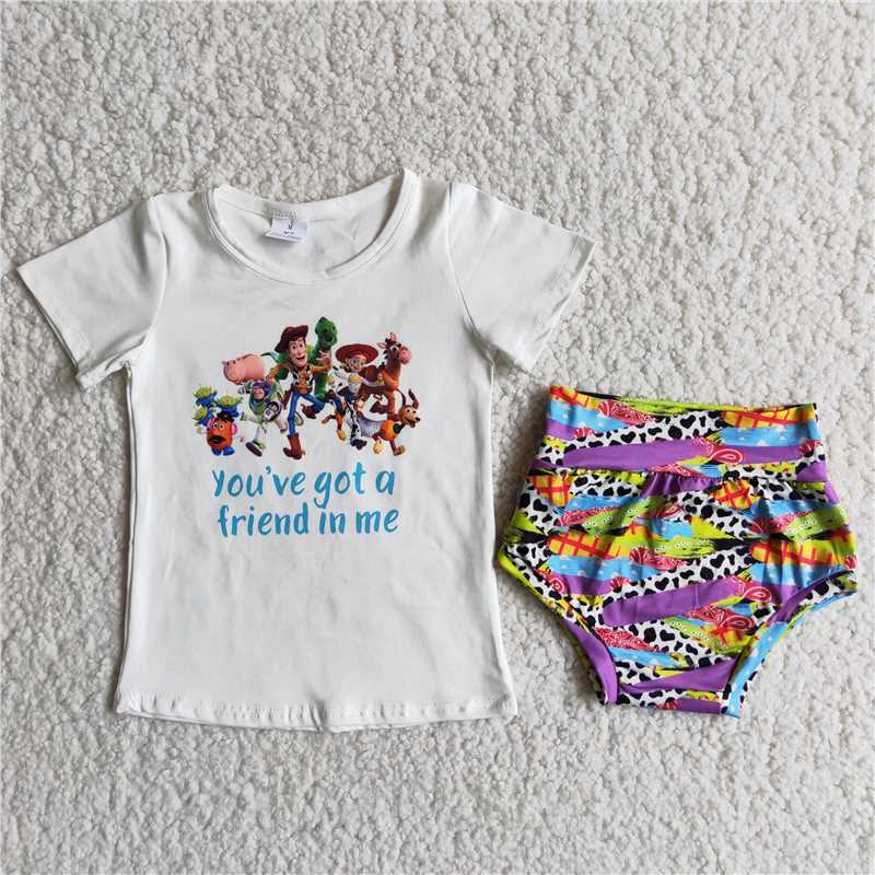 E4-6 Baby Girl Toy Short Sleeves Shirt Bummies Summer Outfit