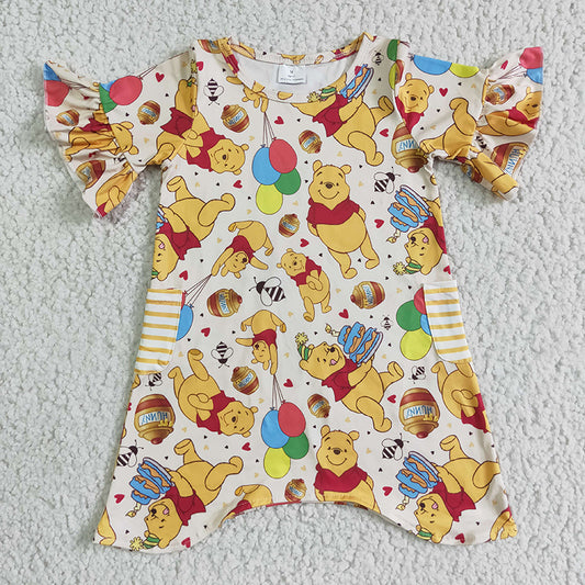 GSD0114 Baby Girl Cartoon Pocket Dress