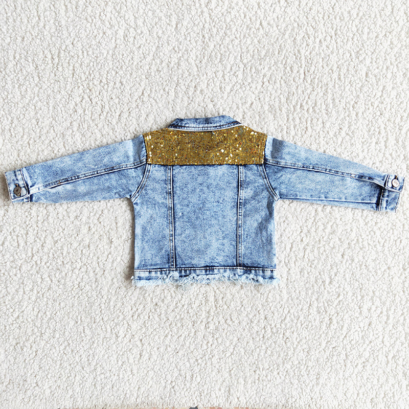 6 B12-10 Baby Girl Sequin Denim Jackets Coat