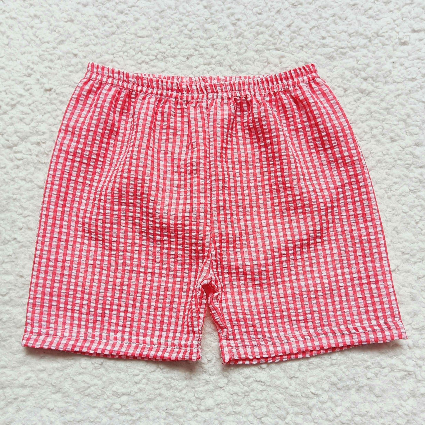 SS0076 Baby Boy Red Plaid Seersucker Shorts