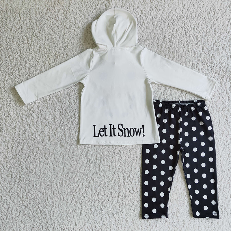 GLP0293 Baby Girl Snowman Hoodie Dots Pants Outfit