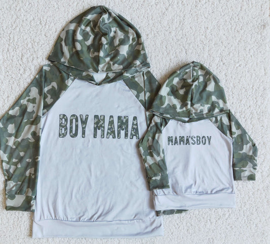 6 A30-28 Mama's Boy Hoodie Camo Baby Kids Long Sleeves Shirt