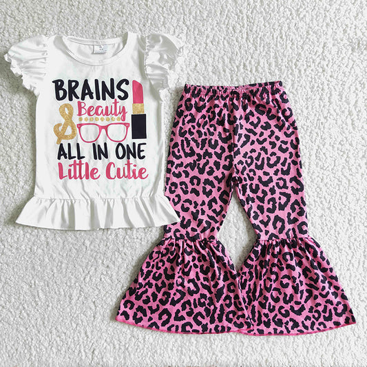 GSPO0079 Baby Girl Brains beauty all in little one cutie leopard set