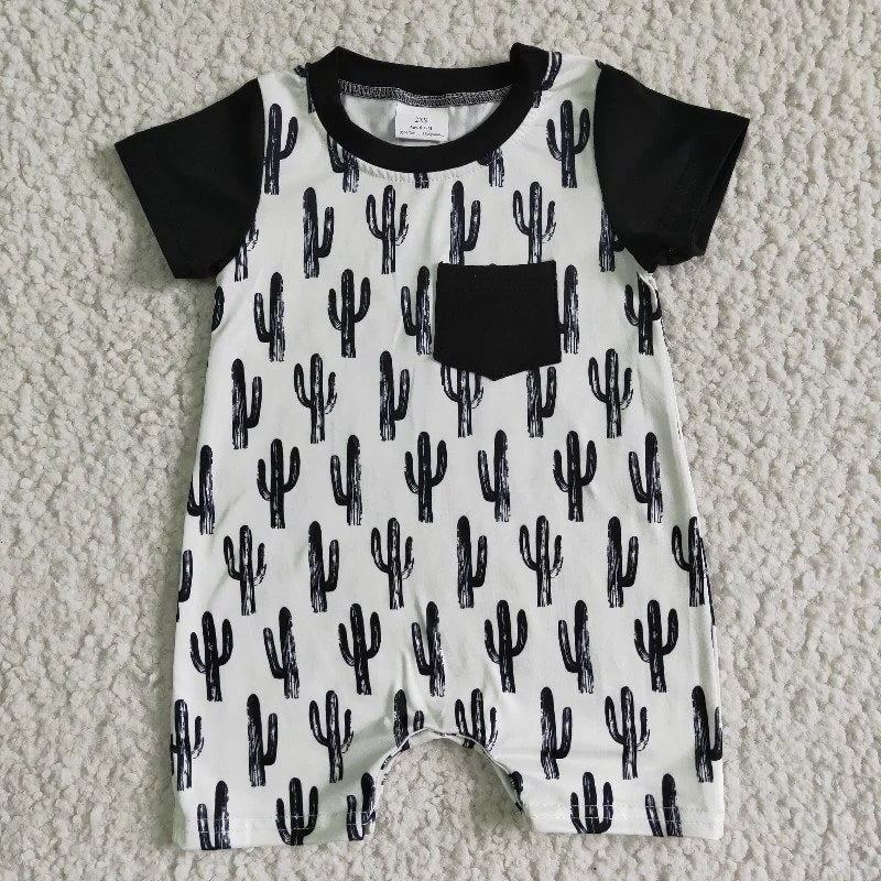 SR0017 Summer Baby Boy Cactus Pocket Romper