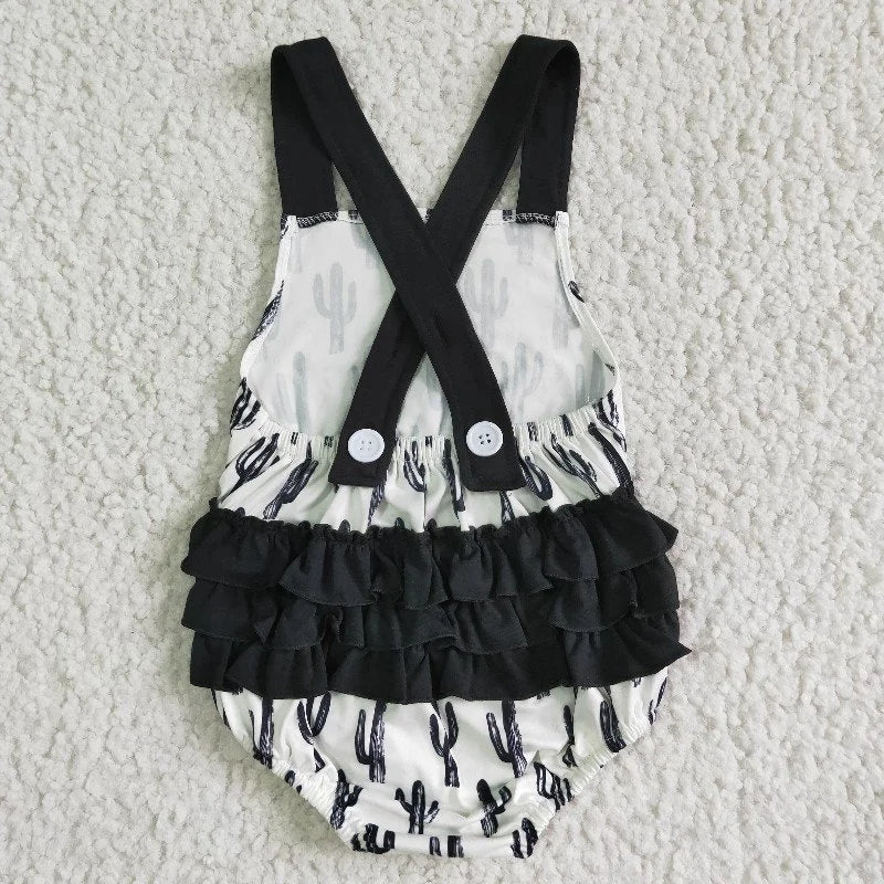 SR0016 Summer Baby Girl Cactus Ruffle Romper