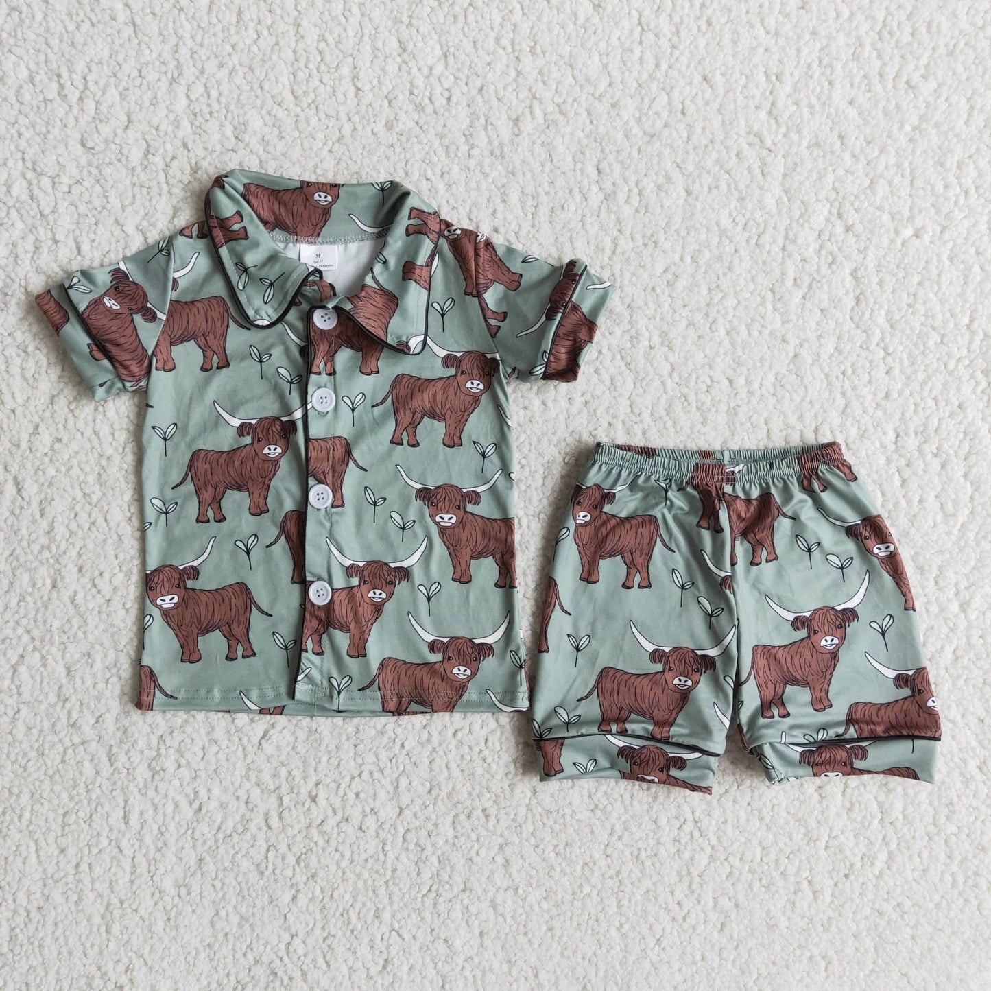 Baby Girl Western Summer Cow Pink Pajamas Outfit