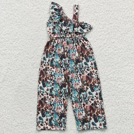 SR0366 Baby Girl Western Cow Print Jumpsuit