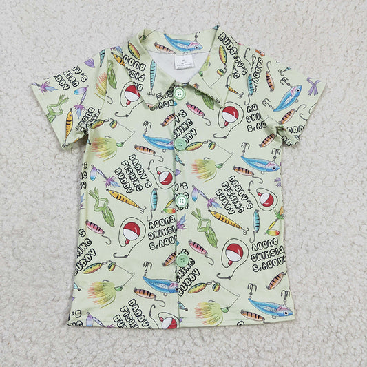 BT0125 Baby Boy Daddy's Fishing Short Sleeve Button Up Shirt
