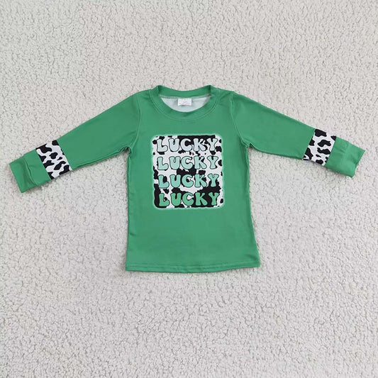 GT0081 Baby Kids Lucky Western St. Patrick's Green Shirt