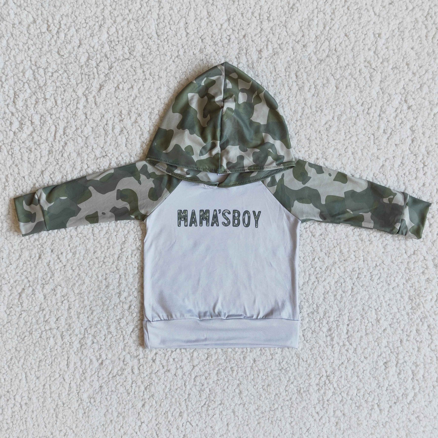 6 A30-28 Mama's Boy Hoodie Camo Baby Kids Long Sleeves Shirt