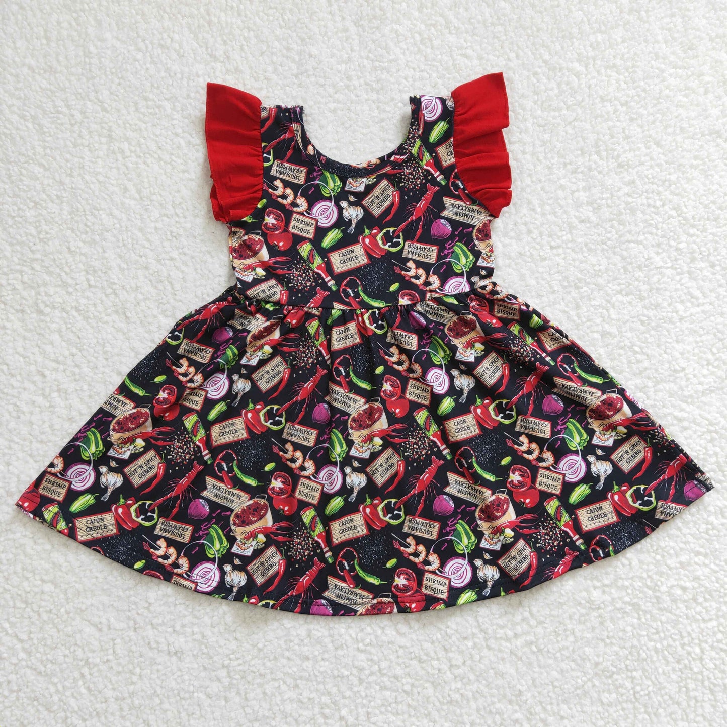 GSD0245 Baby Girl Crawfish Short Sleeves Twirl Dress
