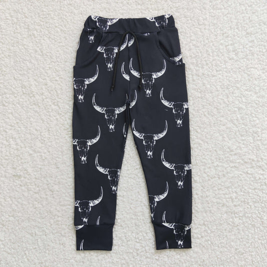 P0091 Baby Boy Western Cow Pocket Black Pants