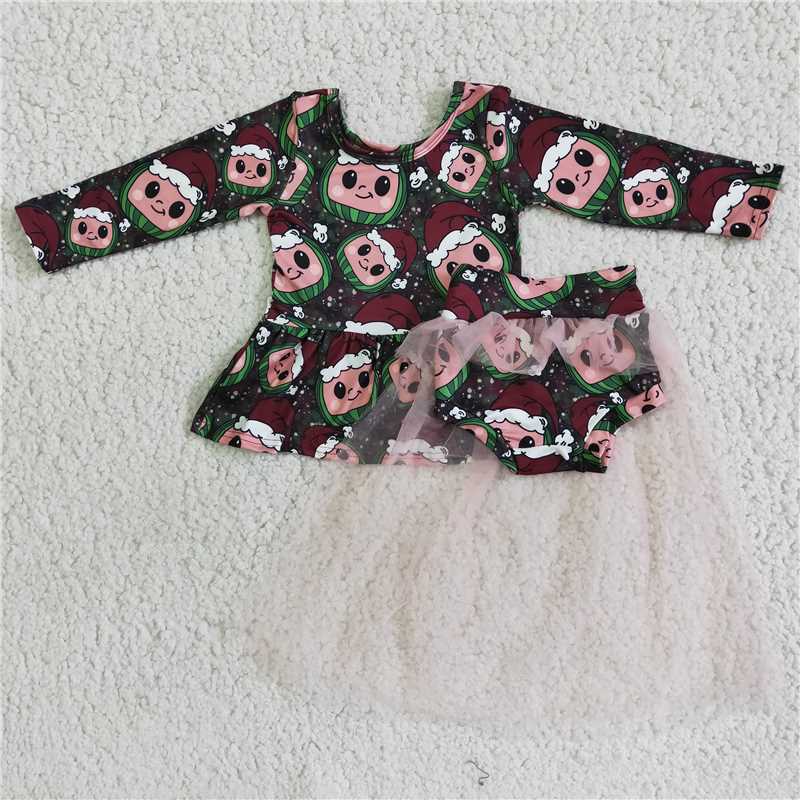 Christmas Baby Girl Pink Tulle Bummies Outfit