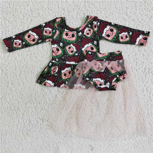 Christmas Baby Girl Pink Tulle Bummies Outfit