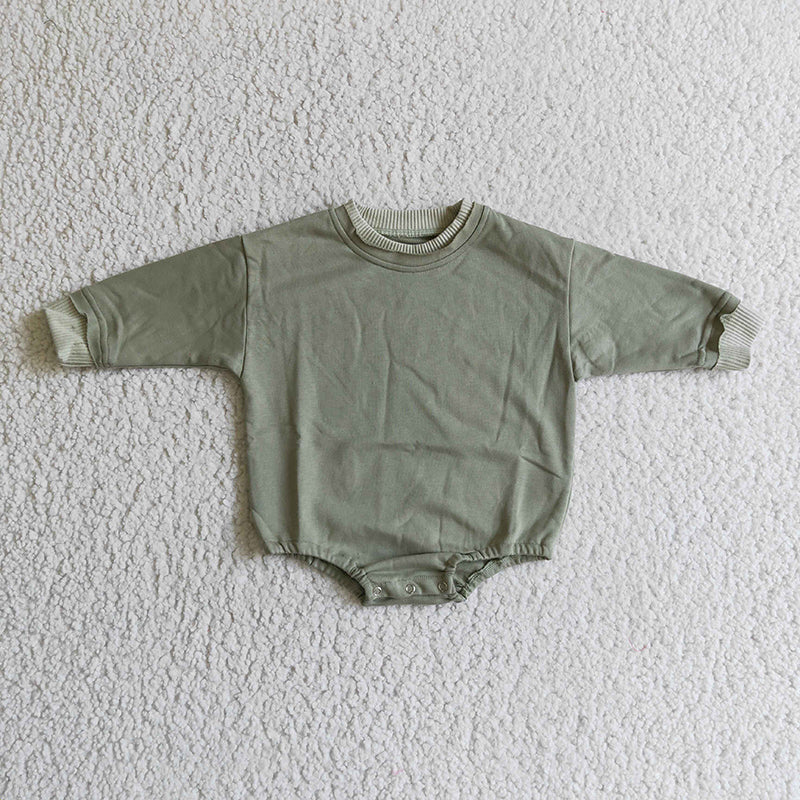 LR0218 Baby Kids Green Cotton Romper