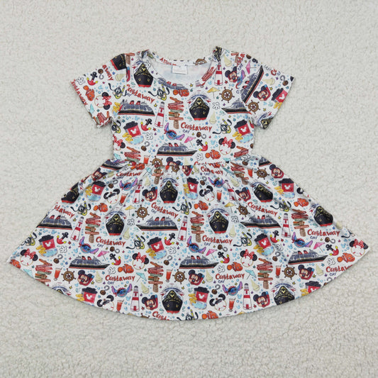 GSD0290 Baby Girl Cartoon Mouse Short Sleeves Summer Dress