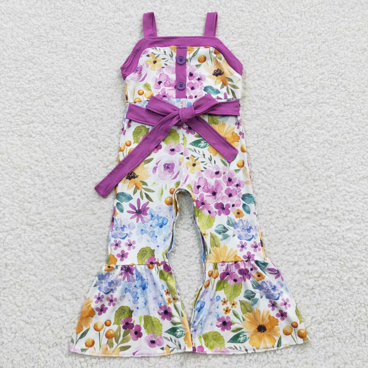 SR0301 Baby Girl Purple Floral Jumpsuit