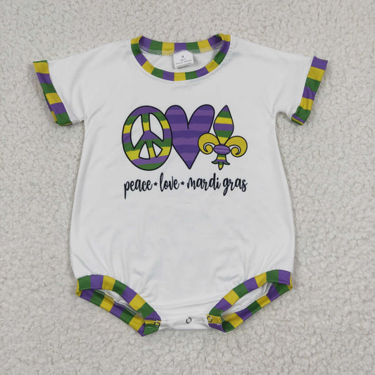 SR0123 Baby Kids Mardi Gras Short Sleeves Romper