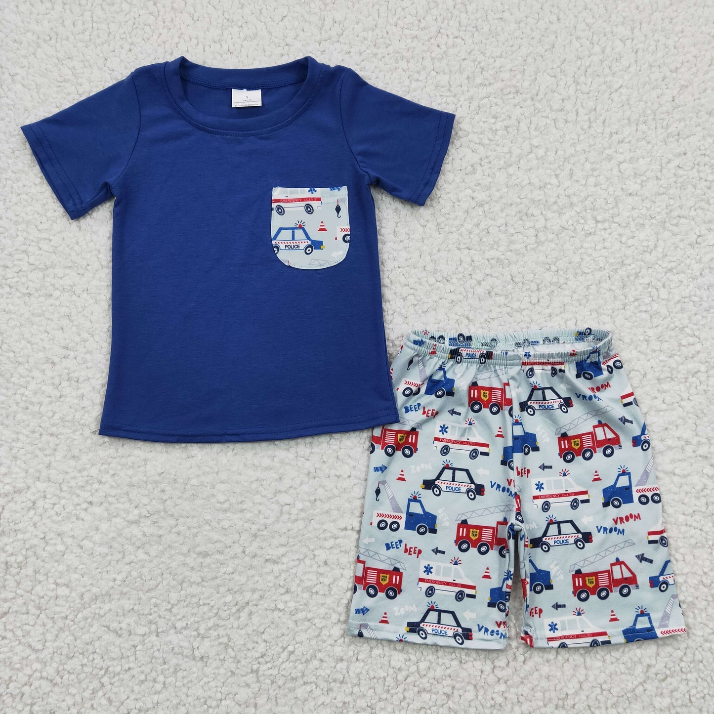BSSO0121 Baby Boy Summer Car Pocket Short Sleeves Shirt Shorts Outfit
