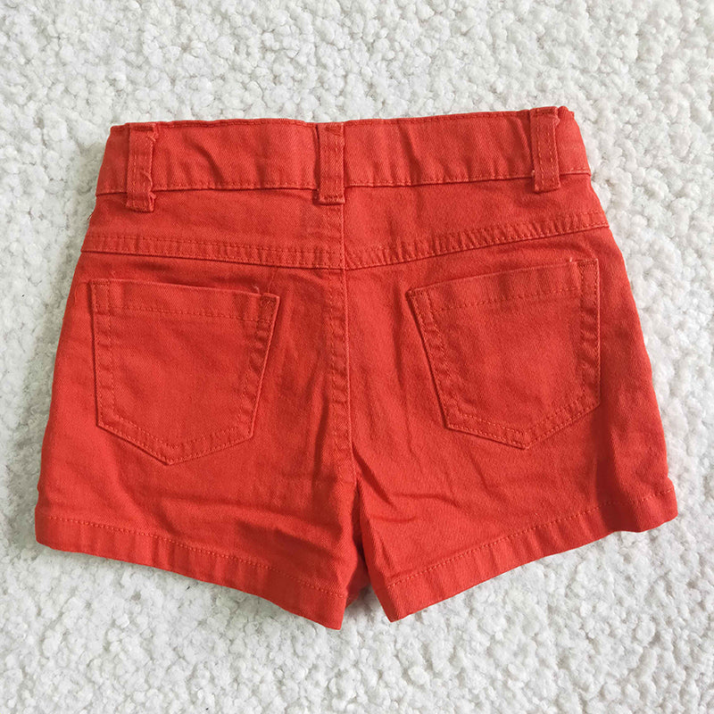 SS0010 Summer Baby Girl Watermelon Red Denim Shorts