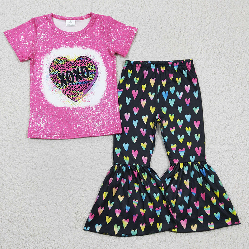 GSPO0379 Baby Girl Valentine's Heart Bell Pants Outfit