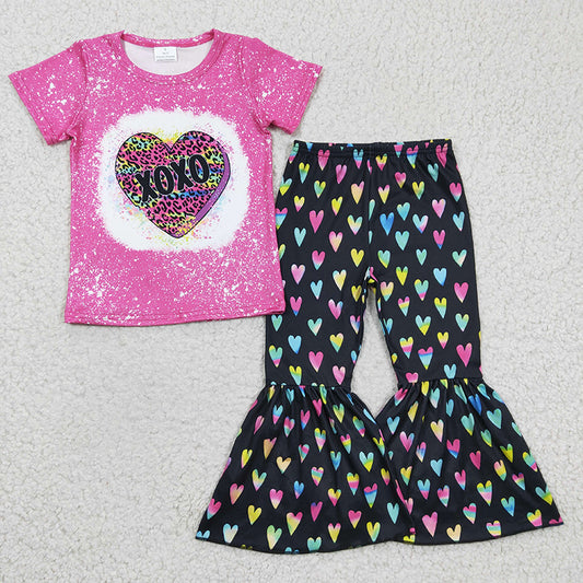 GSPO0379 Baby Girl Valentine's Heart Bell Pants Outfit