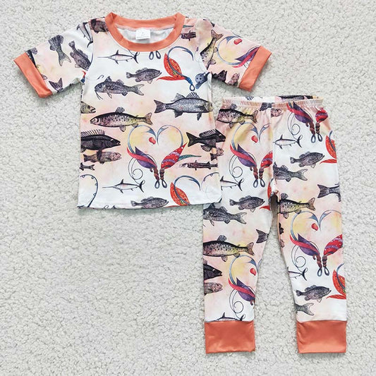 BSPO0041 Baby Girl Heart Fishing Pants Outfit Pajamas