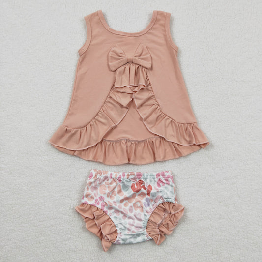 GBO0122 Baby Girl Pink Cotton Tunic Leopard Bummie Summer Outfit