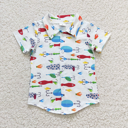 BT0173 Baby Boy Daddy's Fishing Summer Button Up Shirt