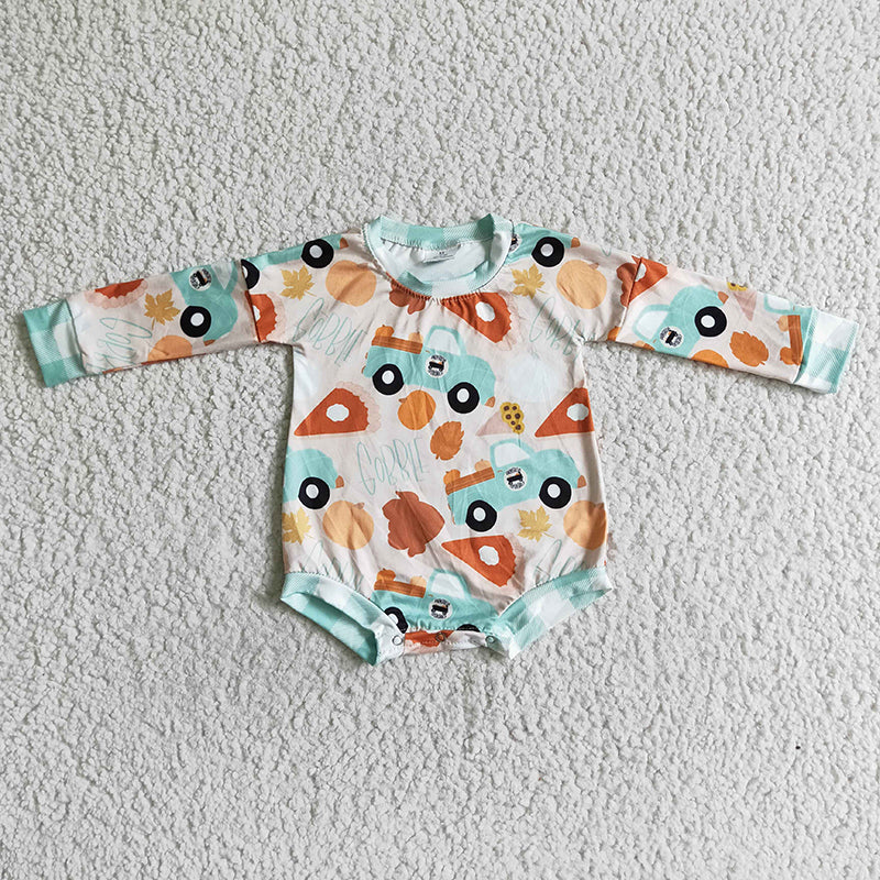 LR0061 Baby Girl Pumpkin Thanksgiving Romper