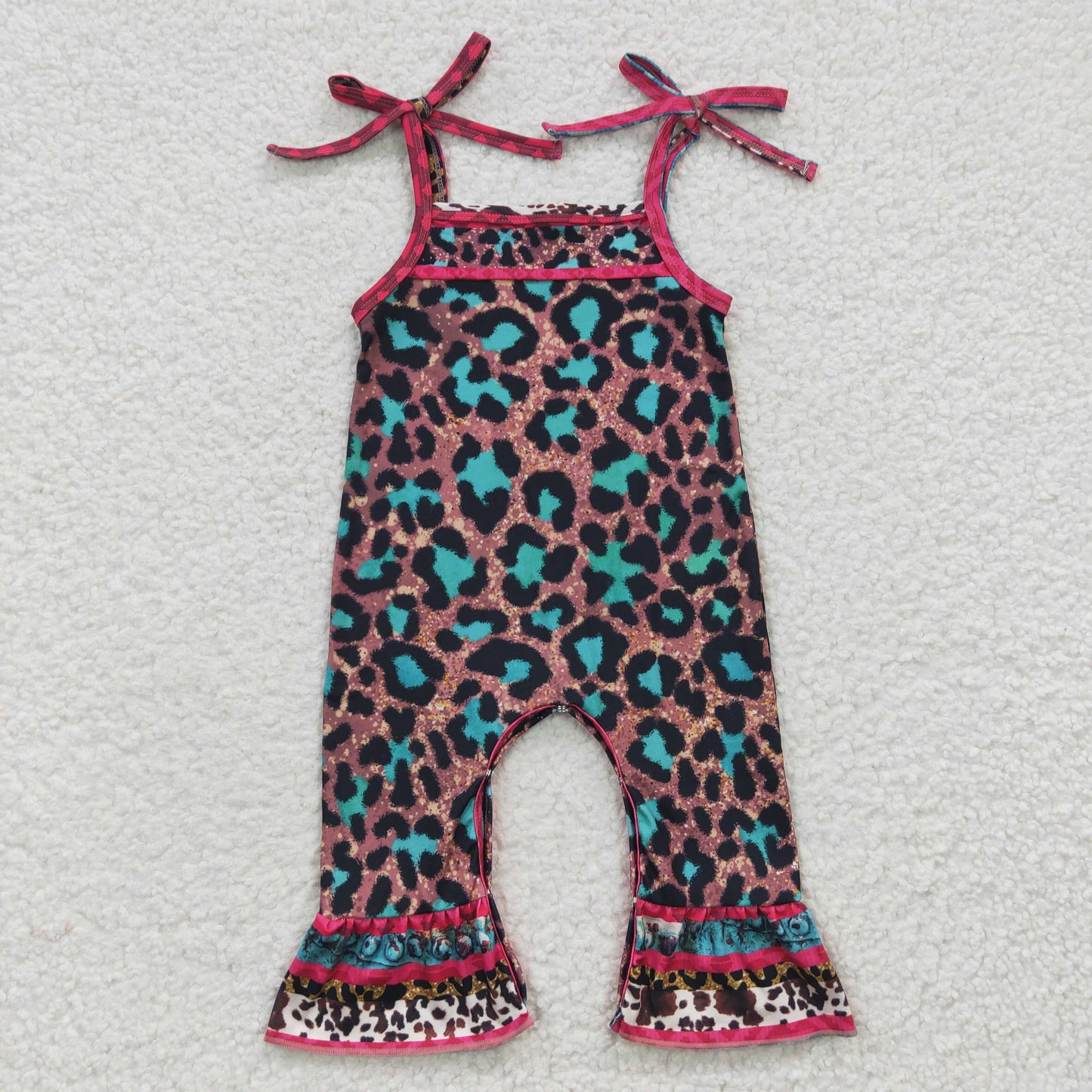 SR0229 Baby Girl Western Leopard Summer Romper