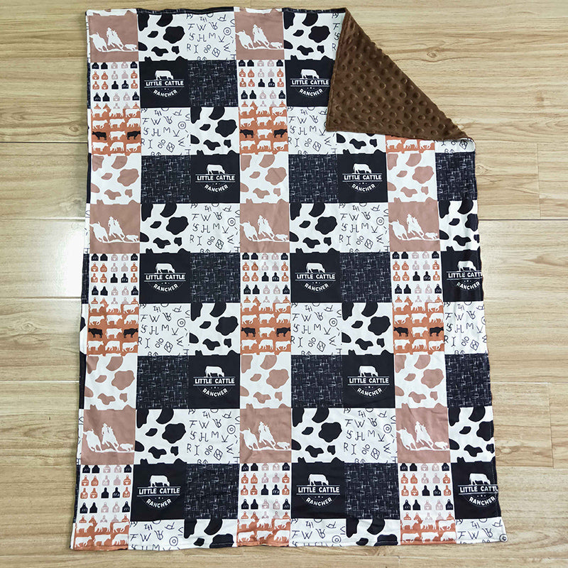 BL0010 Western Cow Baby Boy Girl Blanket