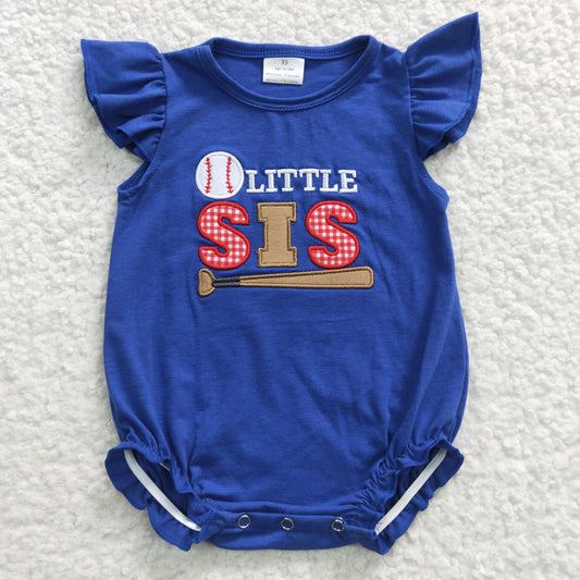 SR0290 Baby Girl Little Sister Baseball Summer Romper
