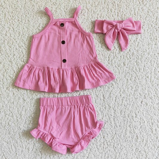 GBO0058 Baby Girl Rose Red Red Cotton + Headband Bummies Outfit