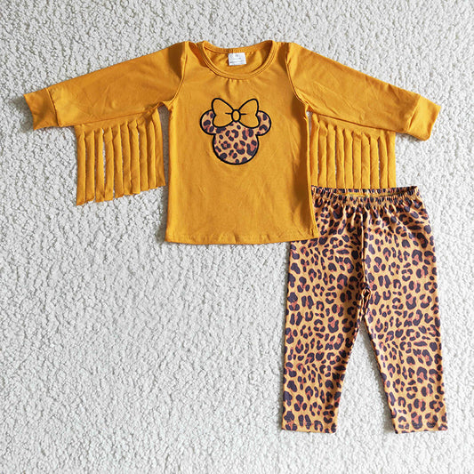 GLP0128 Baby Girl Kids Christmas Embroidery Leopard Outfit