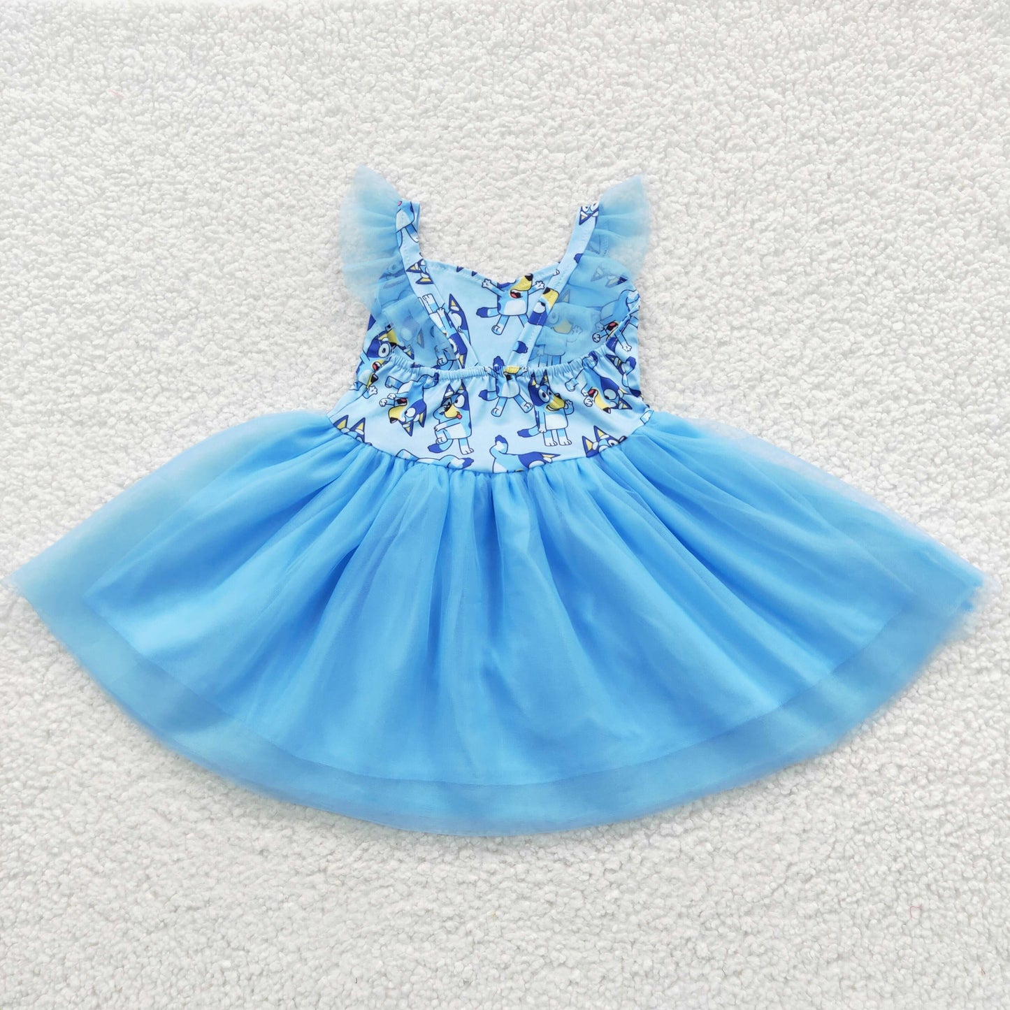 GSD0334 Baby Girl Dog Short Sleeves Summer Blue Tulle Dress